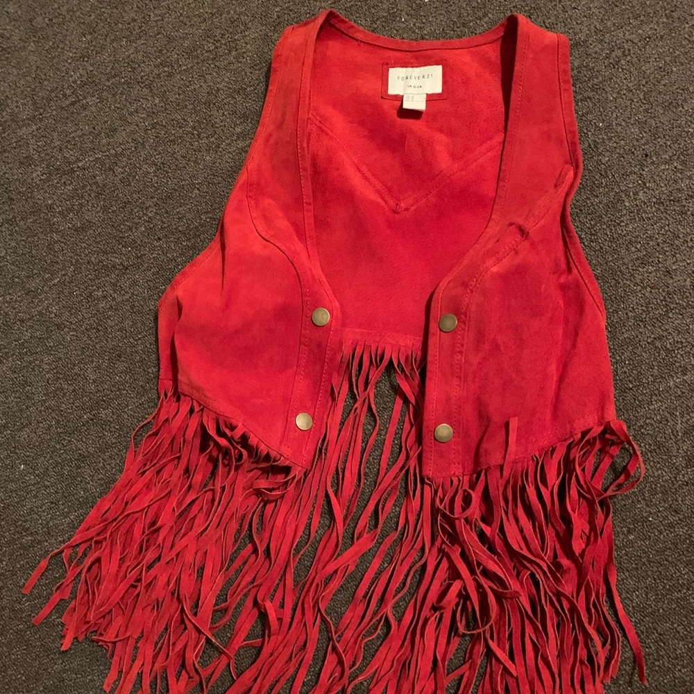 Leather F21 Fringe Vest
